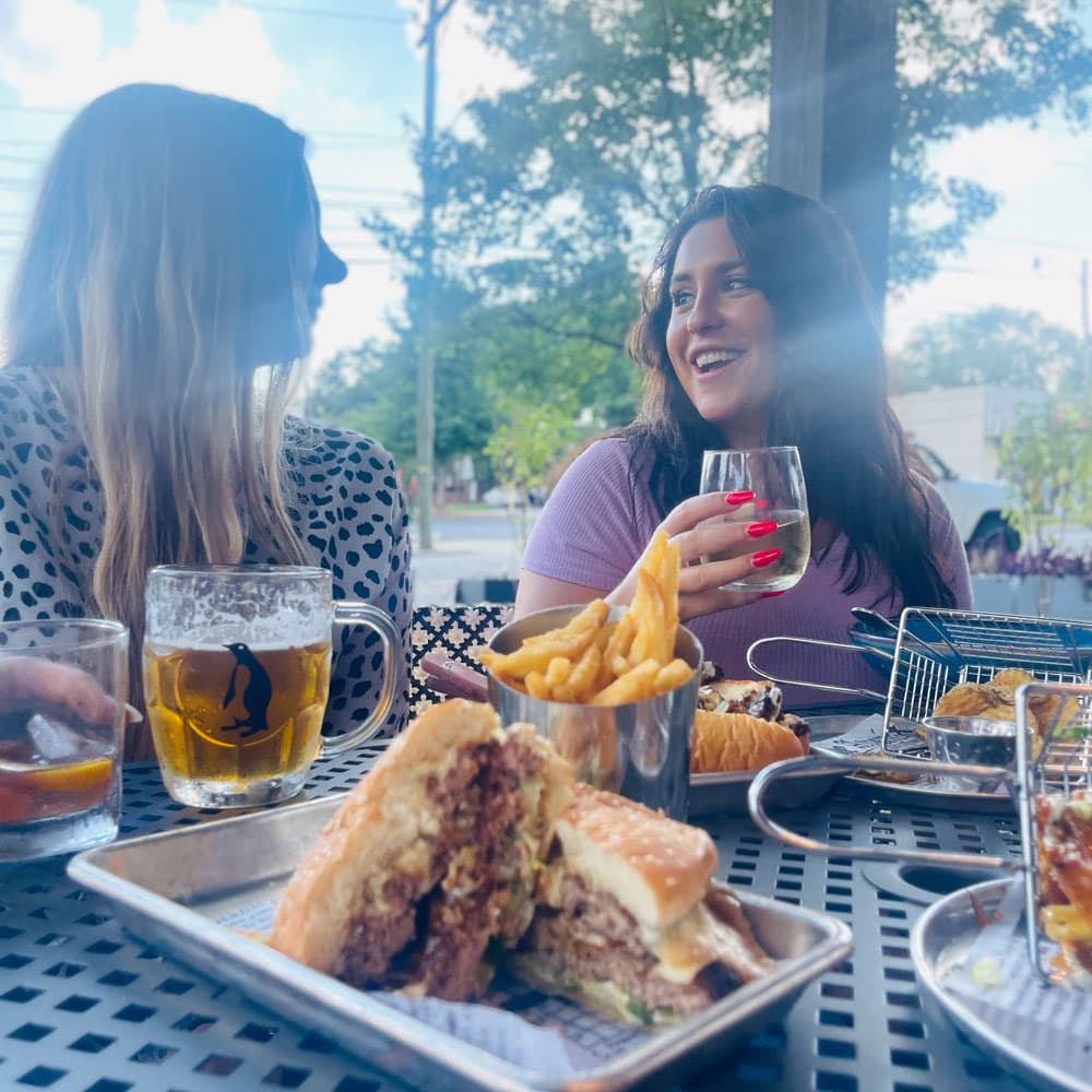 Girls Eating on the patio